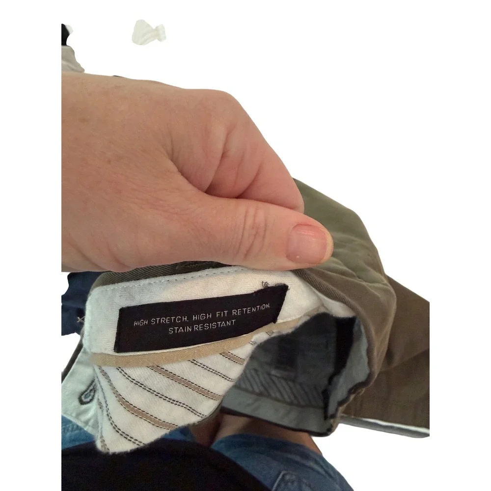Banana Republic Mens Tapered Fit Chinos Olive Green Stretch Stain Resistant36x30